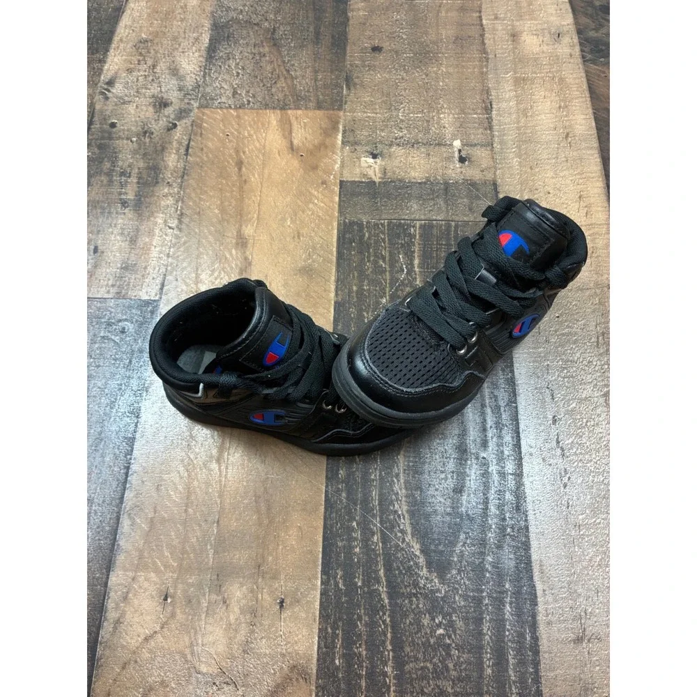 Champion Toddler Boys Black Mid Top Sneakers CPS10309P Size 11P Leather Mesh‎